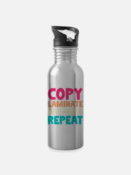 Copy Laminate Organize Repeat - Trinkflasche mit integriertem Trinkhalm - Lightsilver
