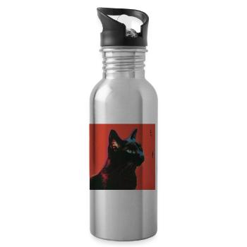 Katze, katzenmotiv, bunt, geschenk - Trinkflasche mit integriertem Trinkhalm - Lightsilver - Rechts