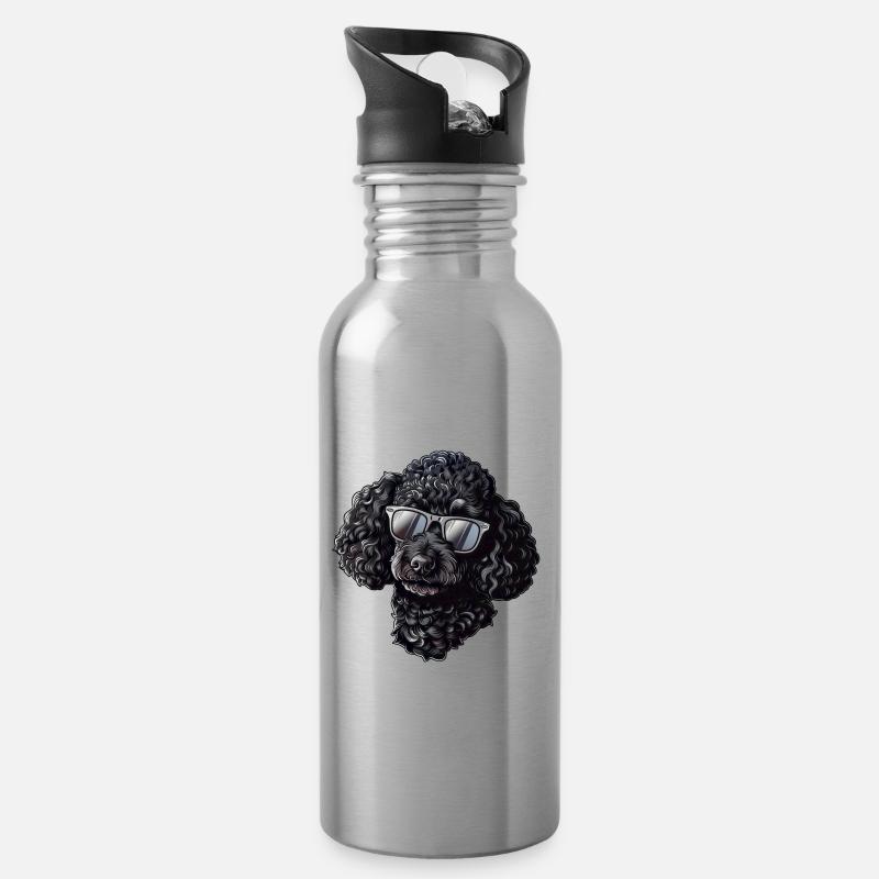 Pudel Sonnenbrille Sommer - Trinkflasche mit integriertem Trinkhalm - Lightsilver