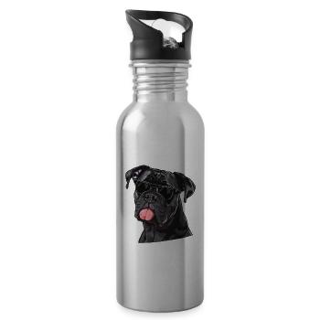 Cane Corso Italiano, Dog, Sunglasses, Summer - Water bottle with straw - silver - Right