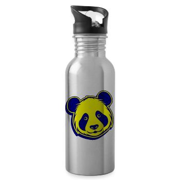 Panda Kopf - Trinkflasche mit integriertem Trinkhalm - Lightsilver - Rechts