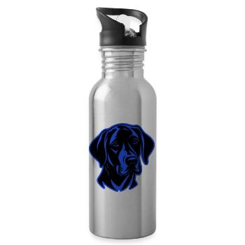 Labrador Hund Kopf - Trinkflasche mit integriertem Trinkhalm - Lightsilver - Rechts