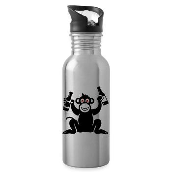 Monkey Beer Drunk - Water bottle with straw - silver - Right