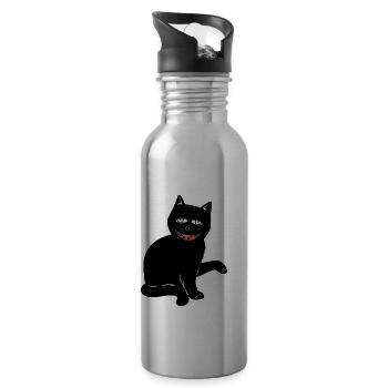 Halloween Chat Noir Chat Horreur effrayante - Gourde avec paille intégrée - argent clair - Droite