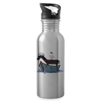 Horse Sailor Adventure Travel Boat Child Kids - Water bottle with straw - silver - Right