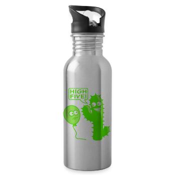 Cactus Balloon High Five Greeting Spikes Fun - Water bottle with straw - silver - Right