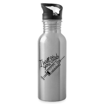I Will Stab You 13 - Trinkflasche mit integriertem Trinkhalm - Lightsilver - Rechts