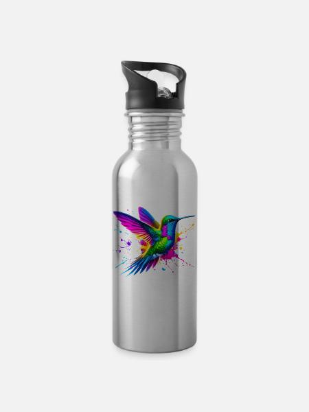 Kolibri - Trinkflasche mit integriertem Trinkhalm - Lightsilver