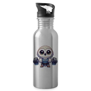 Owl Snow Owl Fitness Workout Barbell - Water bottle with straw - silver - Right