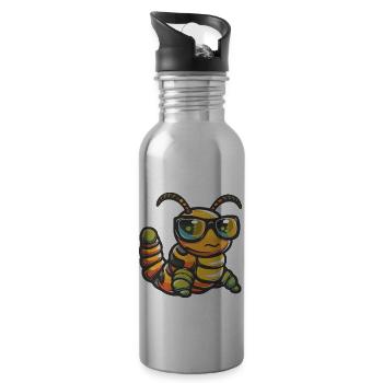 Wurm Tier - Trinkflasche mit integriertem Trinkhalm - Lightsilver - Rechts