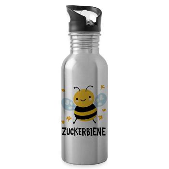 Abeille sucrière - Gourde avec paille intégrée - argent clair - Droite