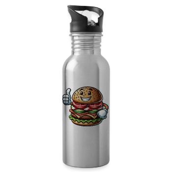 Sweet Burger Cartoon Restauration rapide mexicaine - Gourde avec paille intégrée - argent clair - Droite