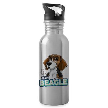 TEAM Beagle - Tricolore - Trinkflasche mit integriertem Trinkhalm - Lightsilver - Rechts