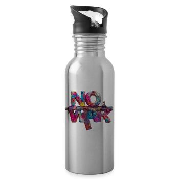 No War Colorful Gun Art - Trinkflasche mit integriertem Trinkhalm - Lightsilver - Rechts