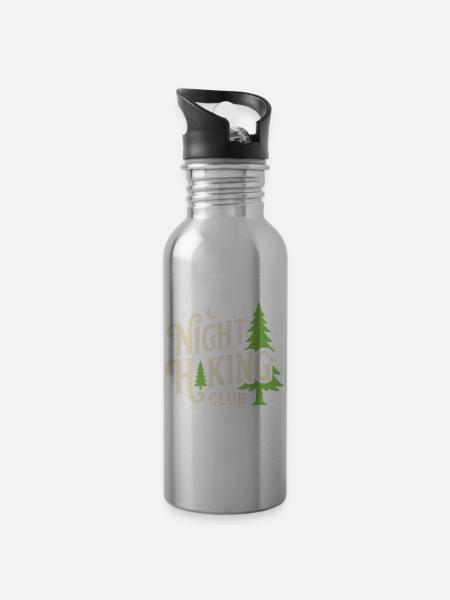 Outdoor-Abenteuer – Nachtwanderclub - Trinkflasche mit integriertem Trinkhalm - Lightsilver