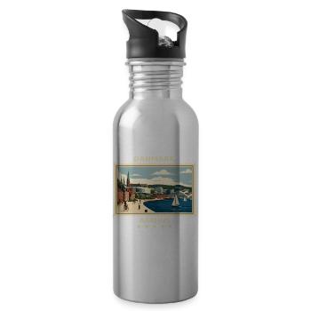Dänemark Aarhus Vintage Reisemarke - Trinkflasche mit integriertem Trinkhalm - Lightsilver - Rechts