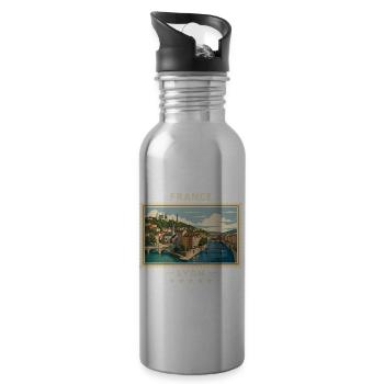 Frankreich Lyon Vintage Reisemarke - Trinkflasche mit integriertem Trinkhalm - Lightsilver - Rechts