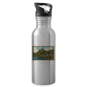 Deutschland Cochem Vintage Reisemarke - Trinkflasche mit integriertem Trinkhalm - Lightsilver - Rechts