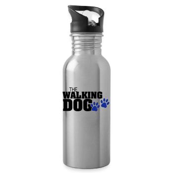 The Walking Dog paw print - Water bottle with straw - silver - Right
