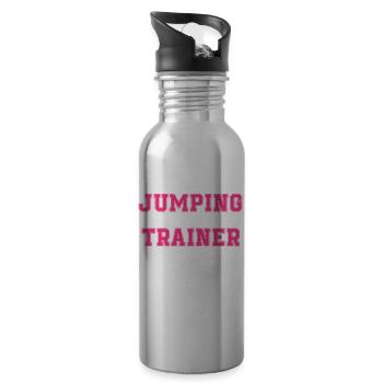 jumping trampoline girl jumping jump gift - Water bottle with straw - silver - Right