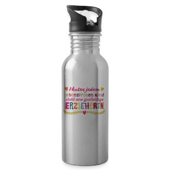 Great educator - Water bottle with straw - silver - Right