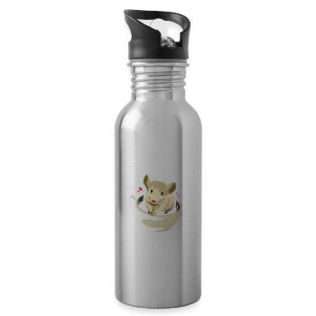Chinchilla south america rodent pet gift - Water bottle with straw - silver - Right