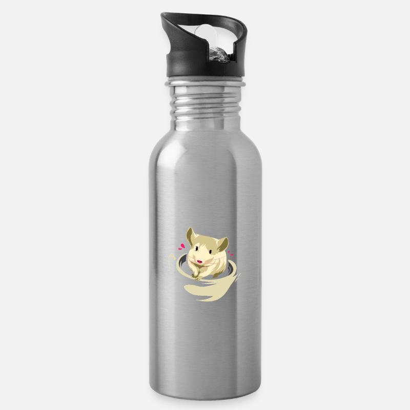 Chinchilla Südamerika Nagetier Haustier Geschenk - Trinkflasche mit integriertem Trinkhalm - Lightsilver