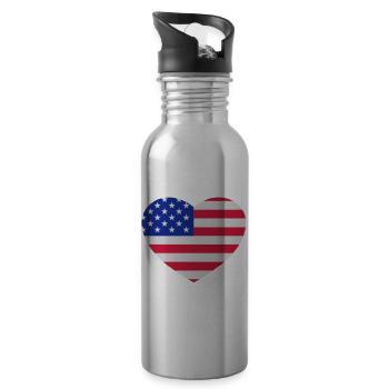 American heart - Water bottle with straw - silver - Right