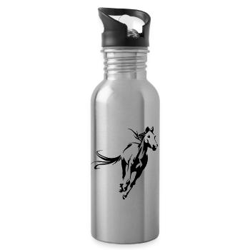 Cheval, tête, tête de cheval, équitation, silhouette, crinière - Gourde avec paille intégrée - argent clair - Droite