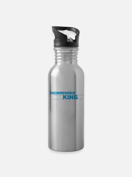 Heimwerker KING - Trinkflasche mit integriertem Trinkhalm - Lightsilver