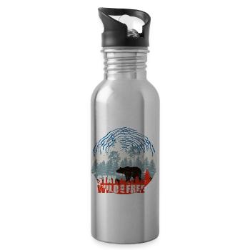 Wild & Free (Bär) 02 - Trinkflasche mit integriertem Trinkhalm - Lightsilver - Rechts