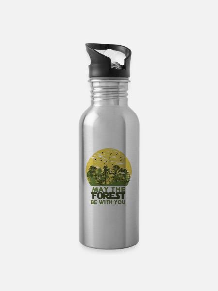 Forest - Trinkflasche mit integriertem Trinkhalm - Lightsilver