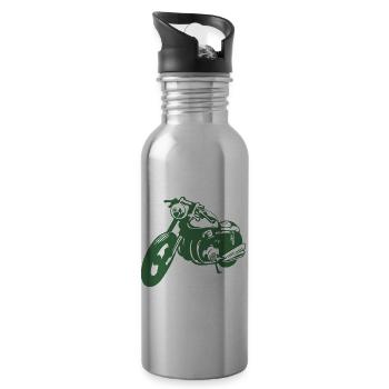 Green Cafe Racer - Geschenk - Idee - Trinkflasche mit integriertem Trinkhalm - Lightsilver - Rechts