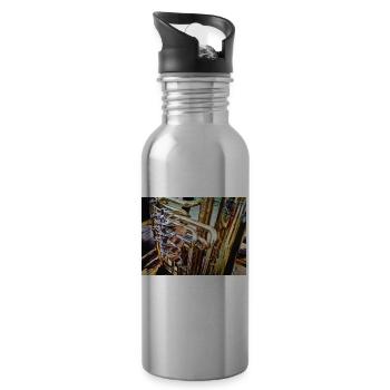 Blasmusik - Trinkflasche mit integriertem Trinkhalm - Lightsilver - Rechts