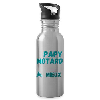 Un papy motard c'est comme un papy normal cadeau - Gourde avec paille intégrée - argent clair - Droite