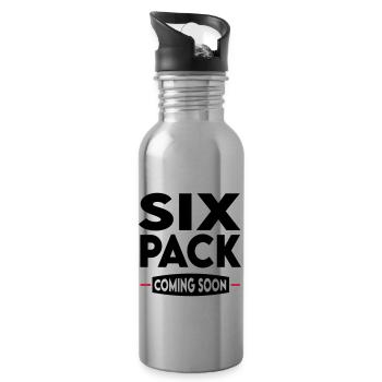 Sport Six Pack Muscles Bodybuilding - Water bottle with straw - silver - Right