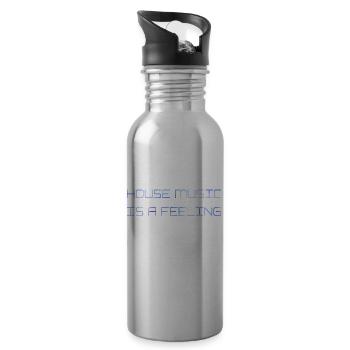 House Music Is A Feeling. For The Love Of House - Water bottle with straw - silver - Right