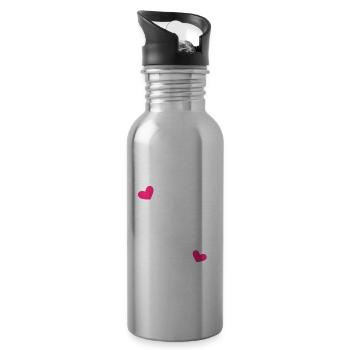 Herz Rahmen Ornament Linie - Trinkflasche mit integriertem Trinkhalm - Lightsilver - Rechts