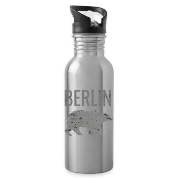 Berlin mit dem Bären Bär wie Berlin Spruch - Trinkflasche mit integriertem Trinkhalm - Lightsilver - Rechts