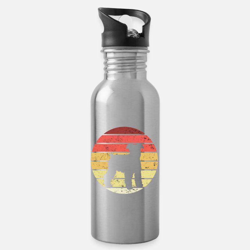 Zwergschnauzer Hunde Miniatur Hund - Trinkflasche mit integriertem Trinkhalm - Lightsilver