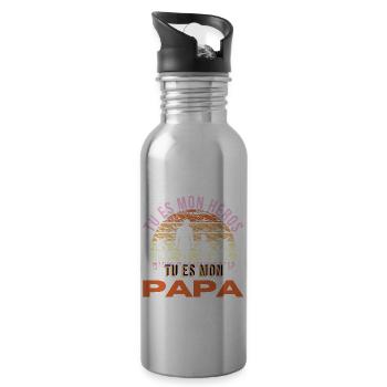 Tu es mon héros tu es mon papa fête des pères - Gourde avec paille intégrée - argent clair - Droite