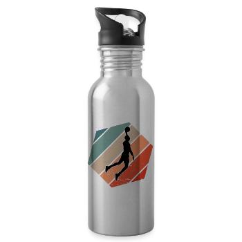 Retro Basketball Motif Basketball Club Gift - Water bottle with straw - silver - Right