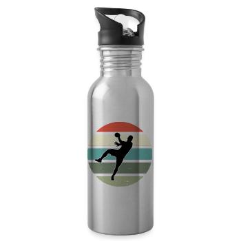 Handball Sportler Handballspieler Retro Club Sport - Trinkflasche mit integriertem Trinkhalm - Lightsilver - Rechts