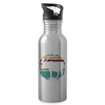 Retro Elch Vintage Elch - Trinkflasche mit integriertem Trinkhalm - Lightsilver - Rechts