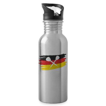 Dart Darthemd lustig Deutschlandfahne Dartpfeile - Trinkflasche mit integriertem Trinkhalm - Lightsilver - Rechts