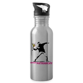 Street Art Graffiti - Smash Patriarchy - Trinkflasche mit integriertem Trinkhalm - Lightsilver - Rechts
