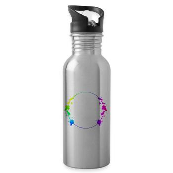 Colorful frame with flowers - Water bottle with straw - silver - Right