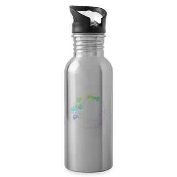 Hunde Rahmen Hundepfote Farbflecken - Trinkflasche mit integriertem Trinkhalm - Lightsilver - Rechts