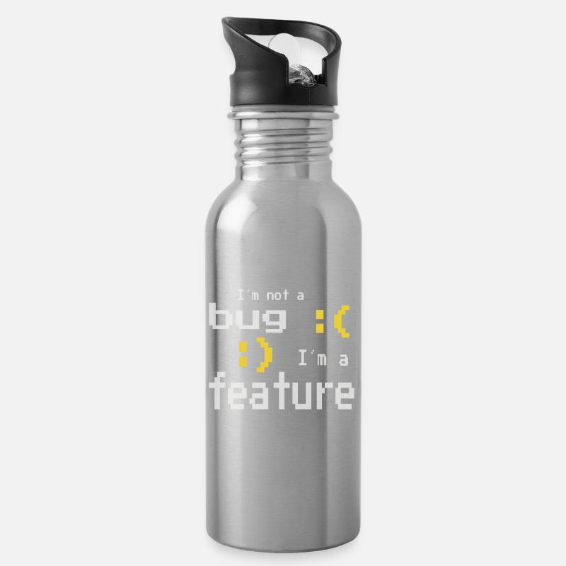 I'm not a bug - I'm a feature! - Trinkflasche mit integriertem Trinkhalm - Lightsilver