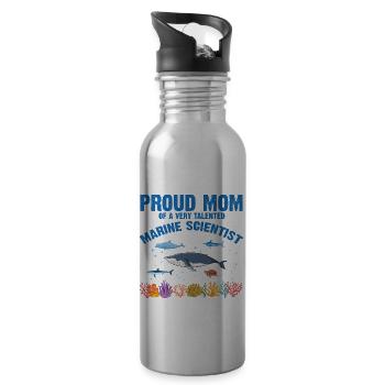 Proud Mom Marine Biologist Marine Biology Sea - Water bottle with straw - silver - Right